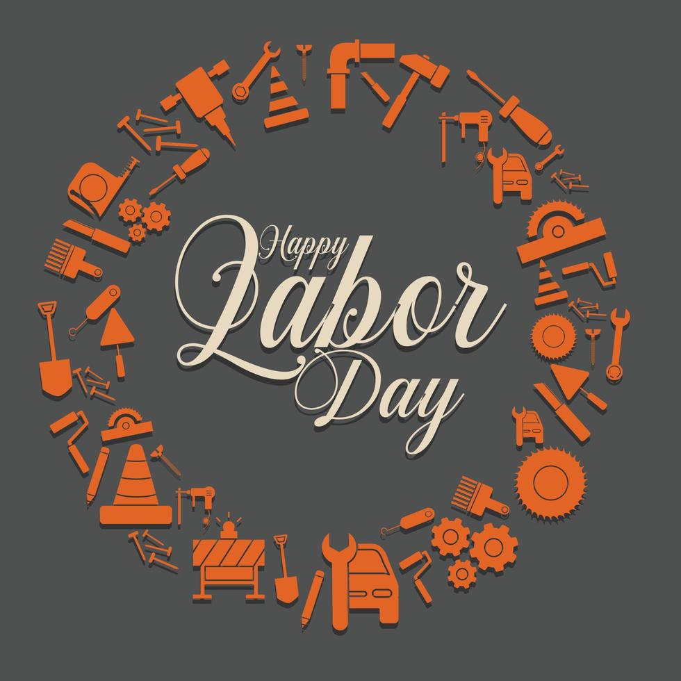 Happy Labor Day celebration text vector illustration