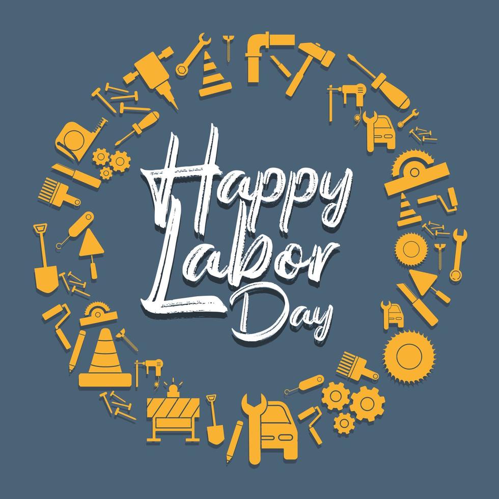 Happy Labor Day celebration text vector illustration