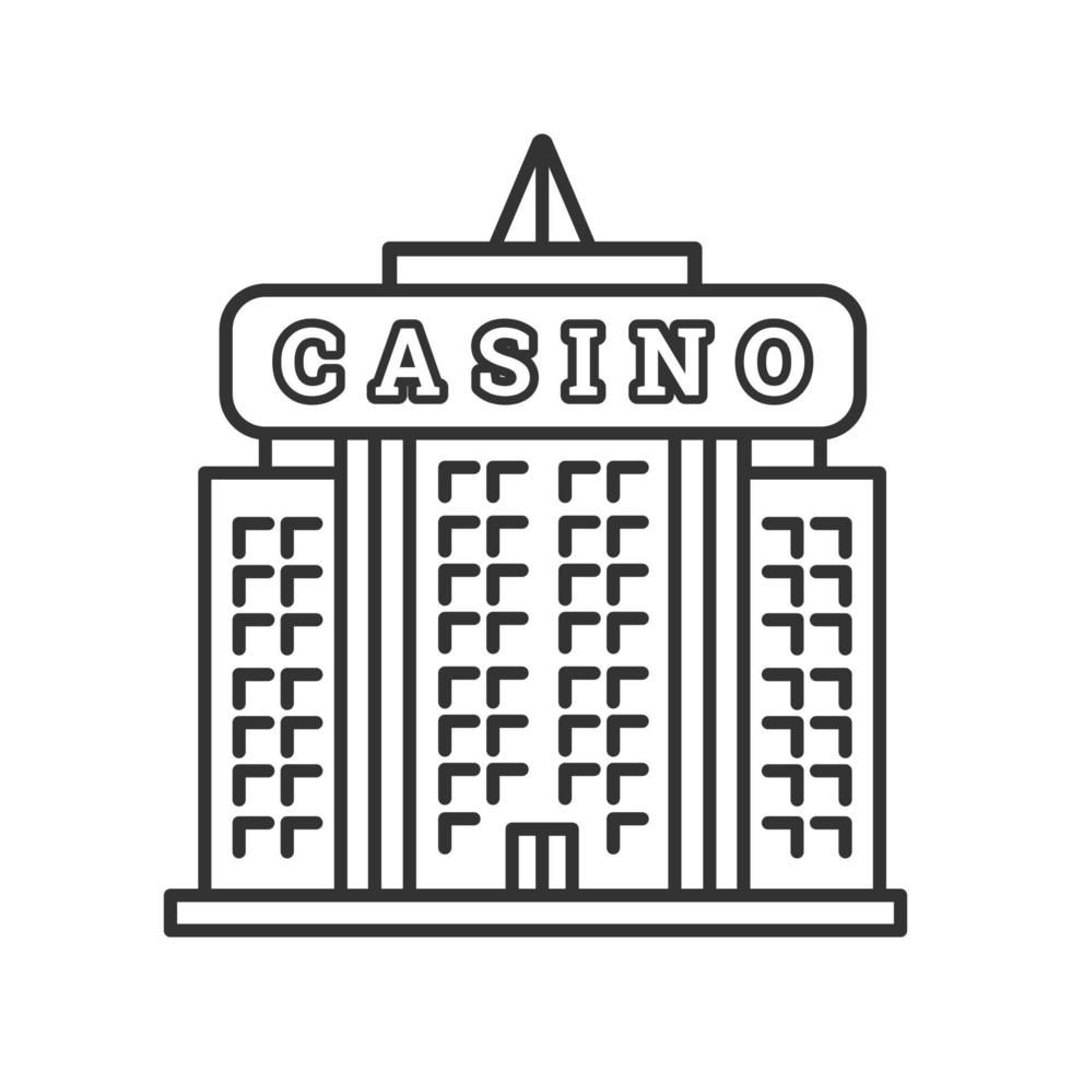 Casino building linear icon. Hotel. Thin line illustration. Contour symbol. Vector isolated outline drawing