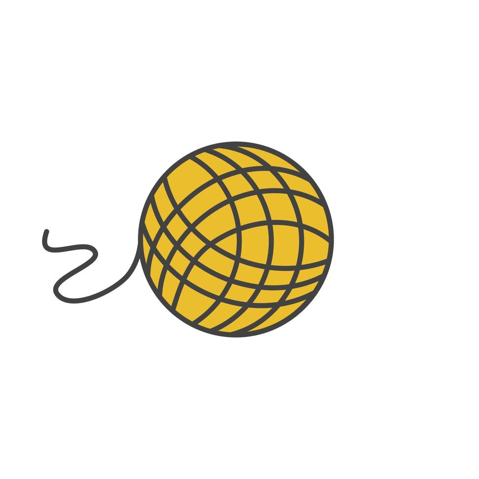 Knitting yarn clew color icon. Wool thread ball. Isolated vector illustration