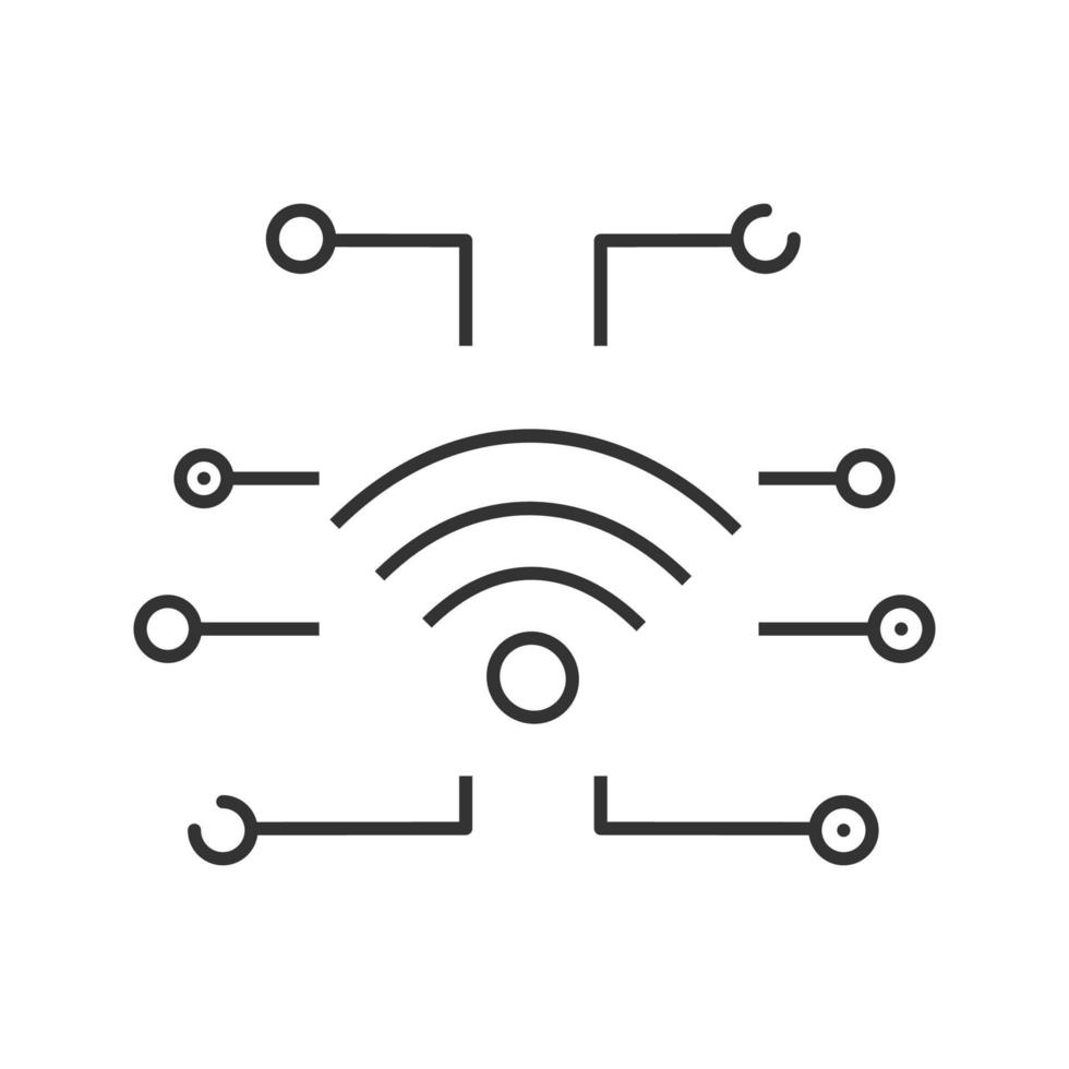 Wifi signal linear icon. Thin line illustration. Internet access. Computing. Contour symbol. Vector isolated outline drawing