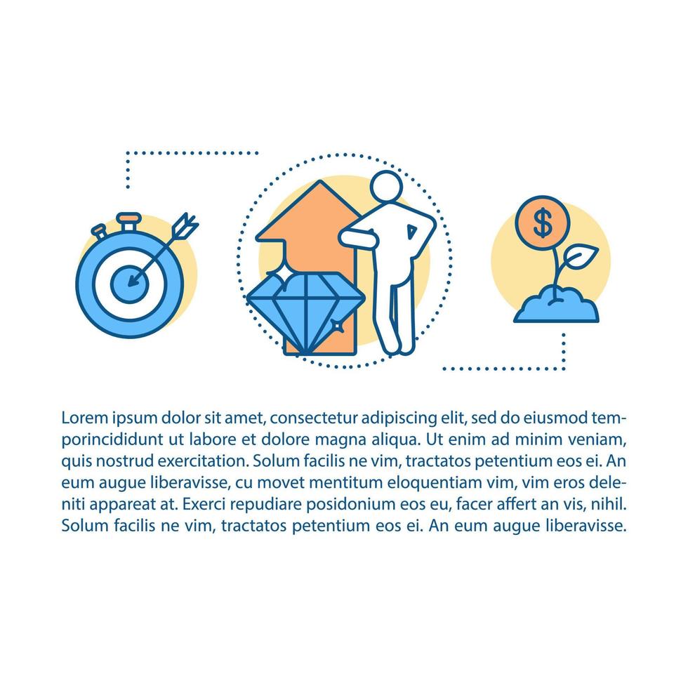 Business value concept linear illustration. Company benefits. Productive results achieving. Article, brochure, magazine page. Thin line icons with text. Print design. Vector isolated outline drawing