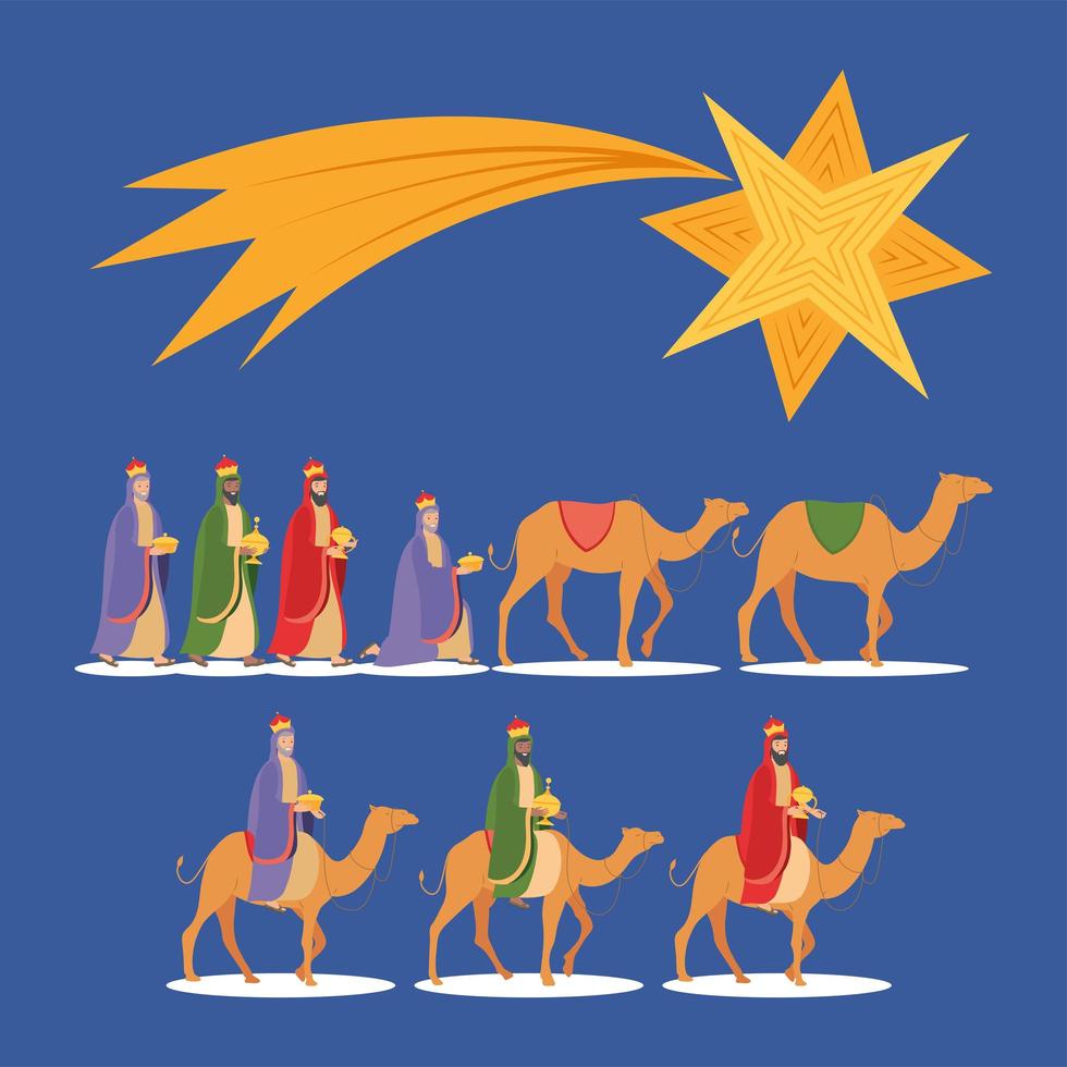 ten ephiphany manger characters vector