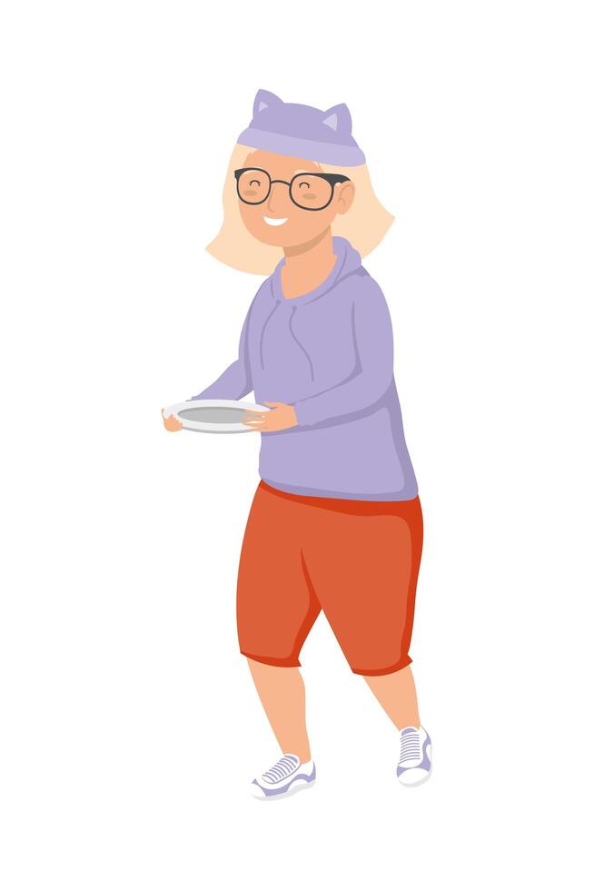 little girl with dish vector