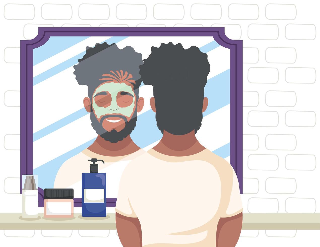 afro man in bathroom vector