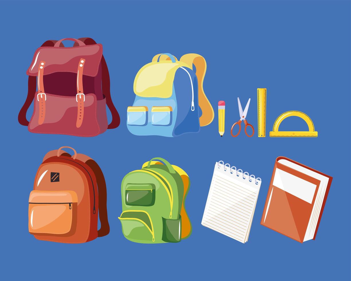 ten school supplies icons vector