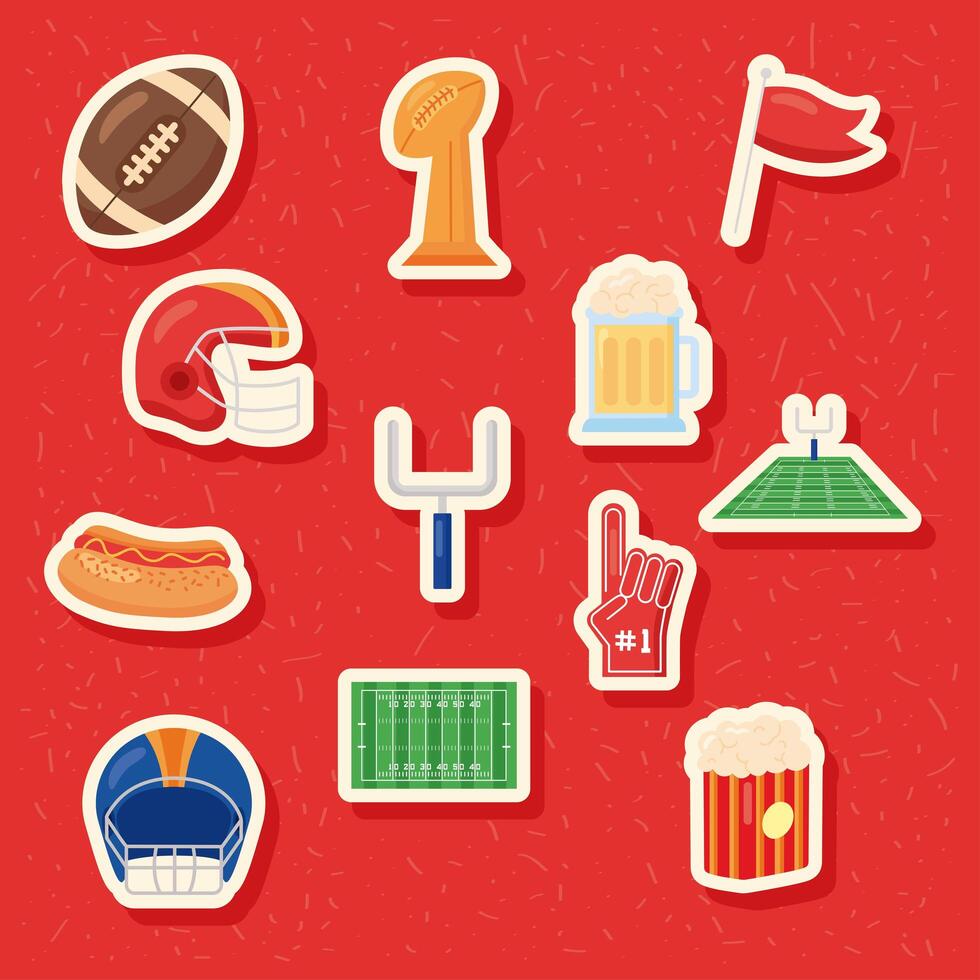 twelve american football icons vector