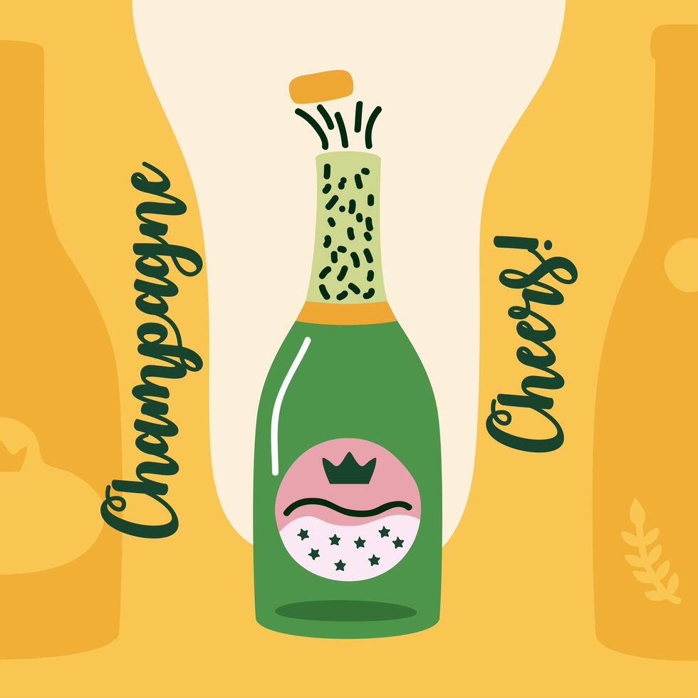 champagne bottle cheers vector