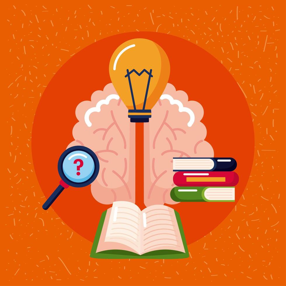 brain and knowledge icons vector