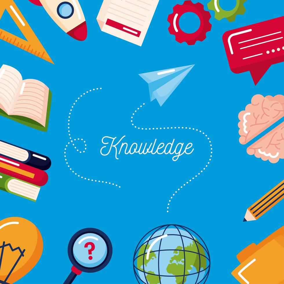 knowledge icons and paper airplane vector