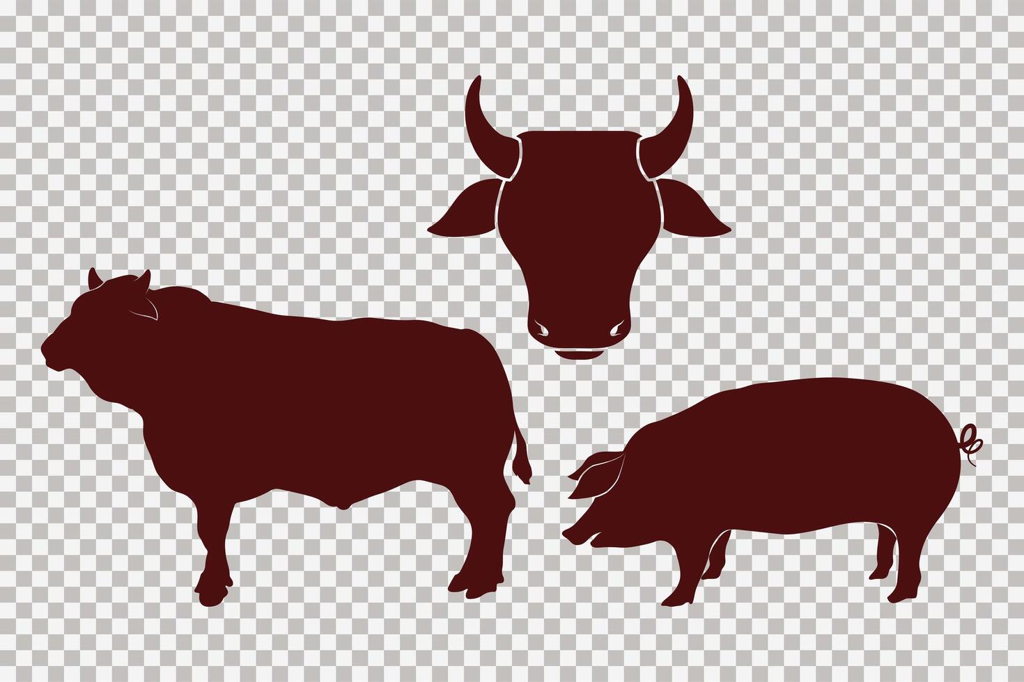 tres animales de parrilla bbq vector