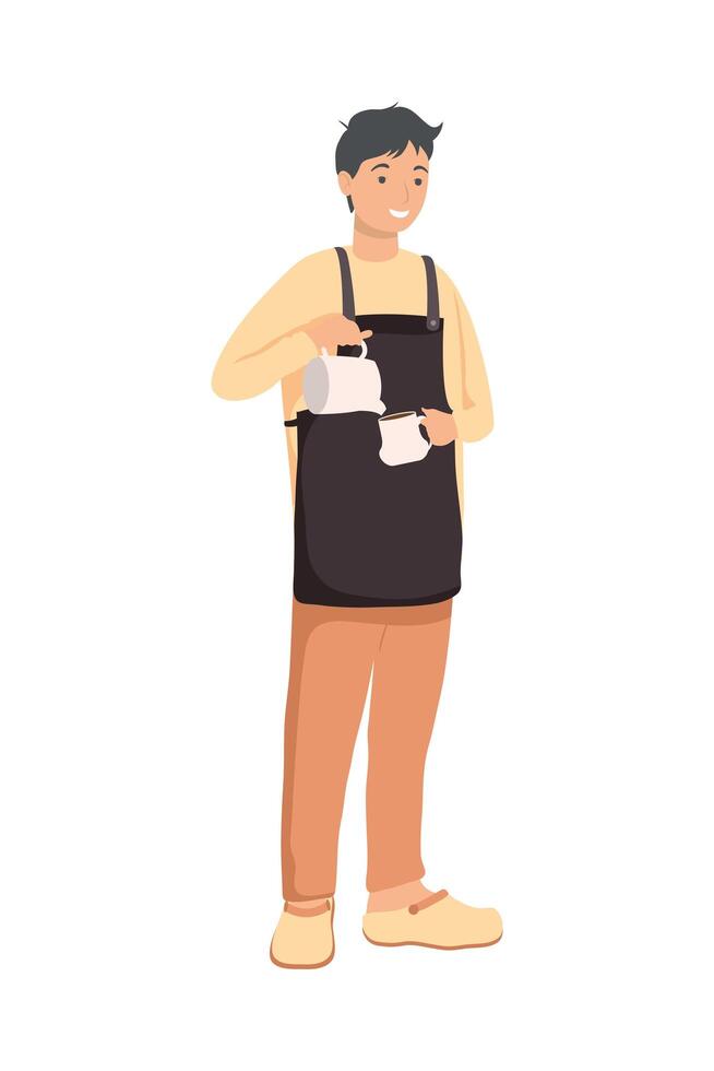 cafetería hombre barista vector