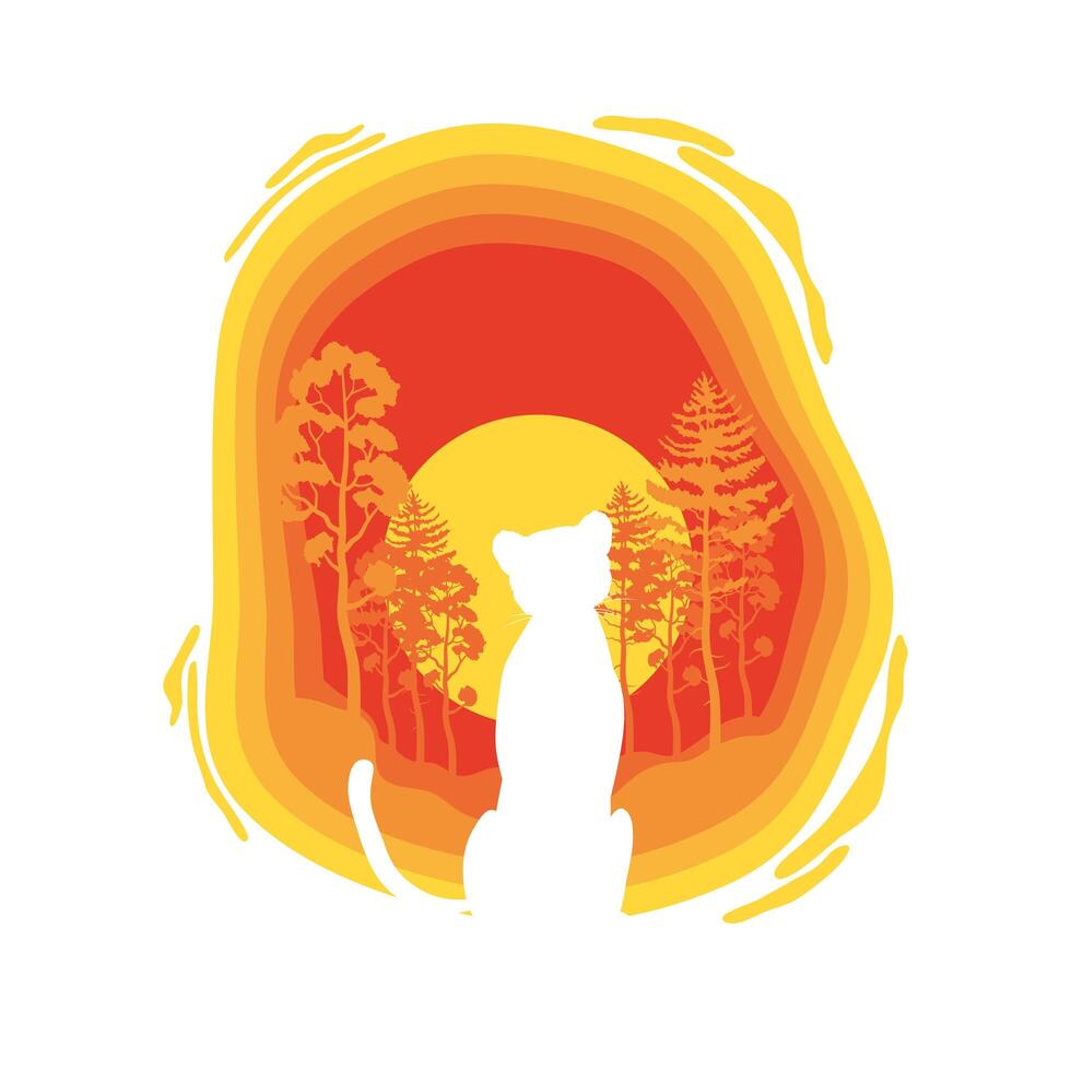 tiger paper cut style vector
