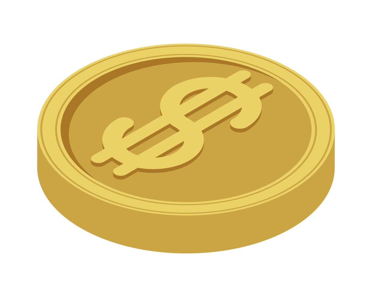 isometric coin money dollar vector