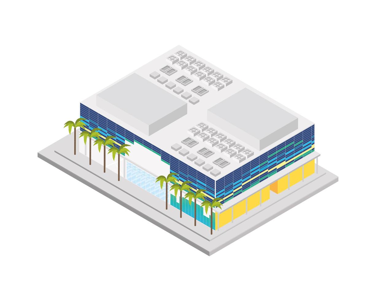 isometric mall building vector