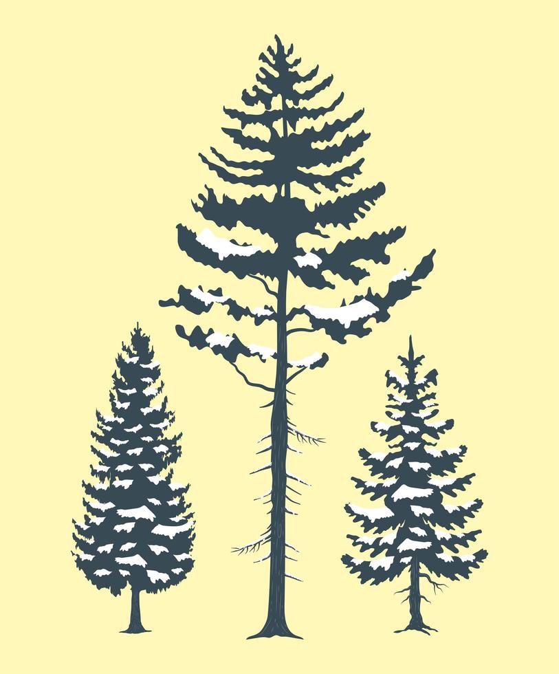 tres pinos de invierno vector