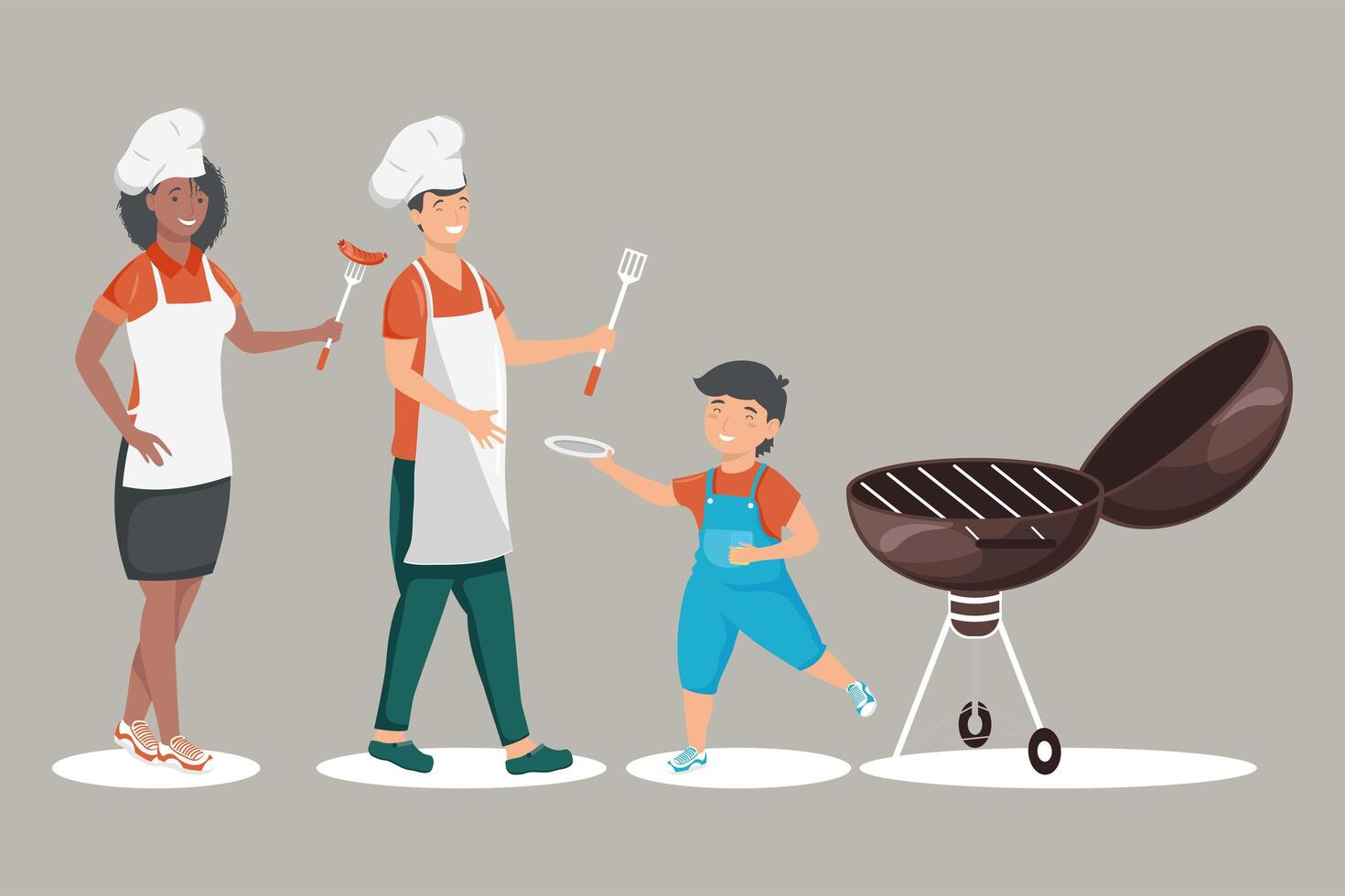 family in bbq party vector