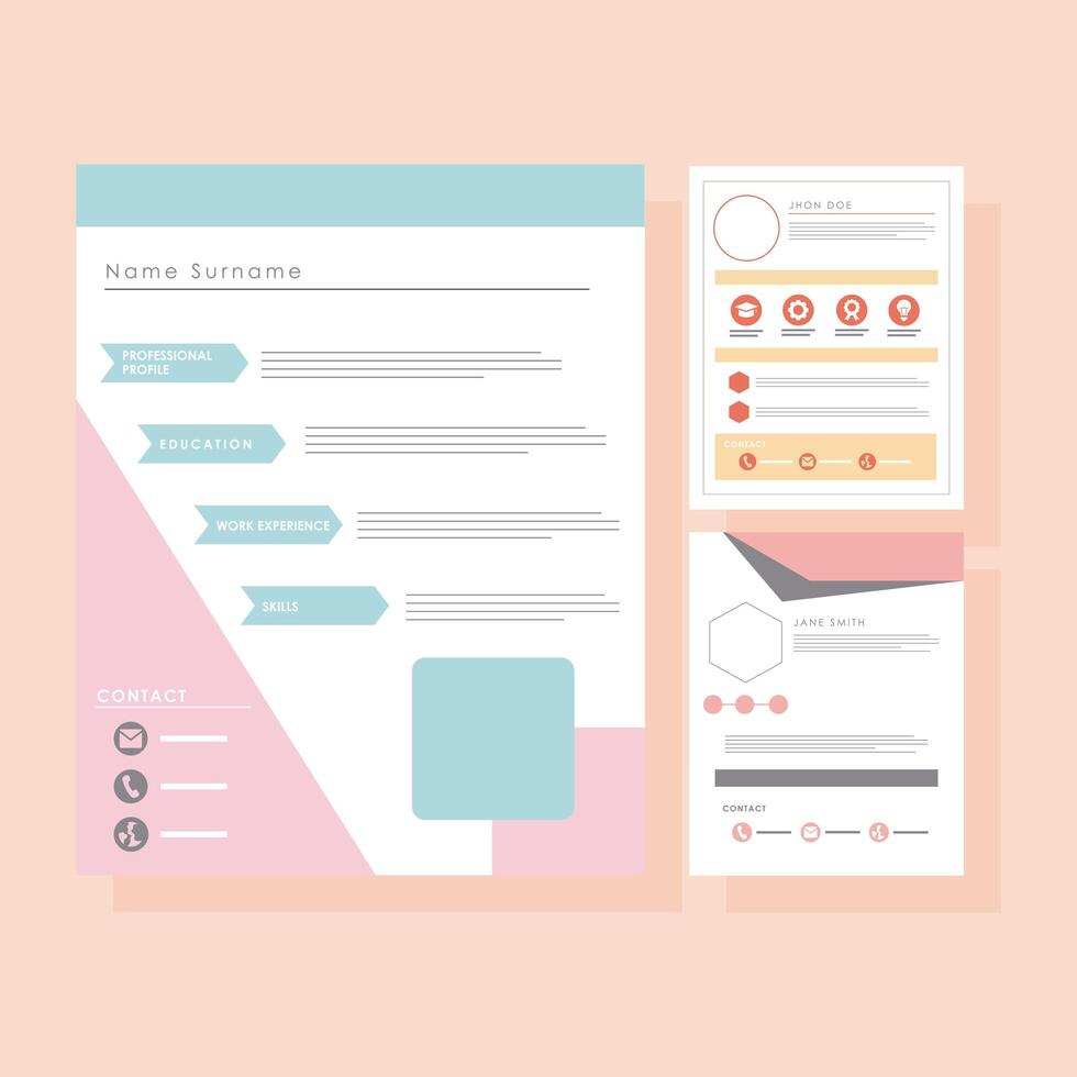 curriculum vitae dos plantillas vector