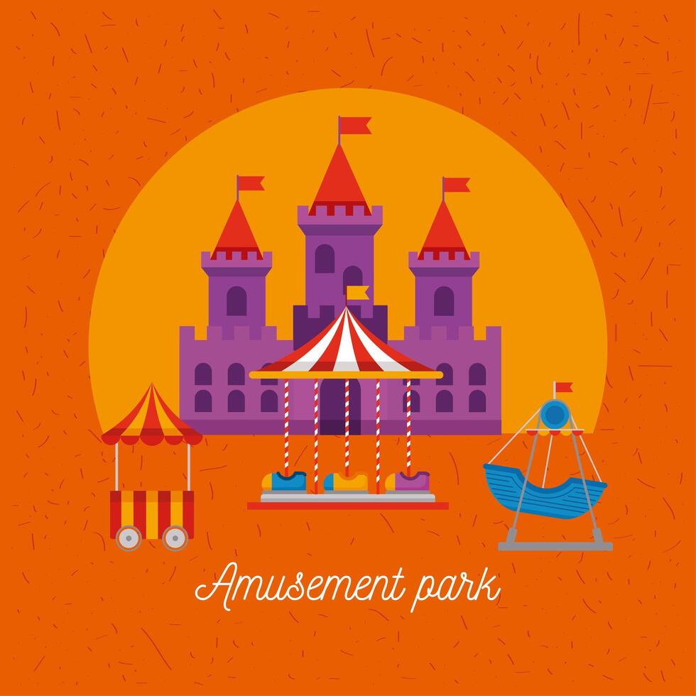 amusement park with castle vector