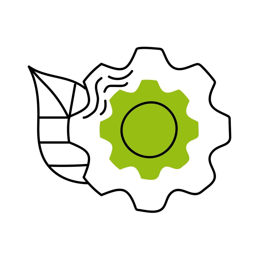 gear with eco leaf vector