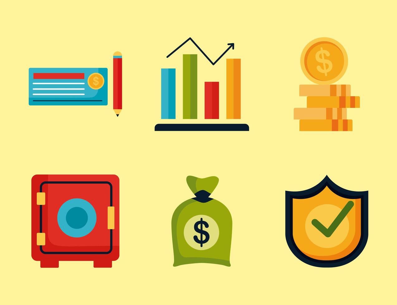 six banking money icons vector