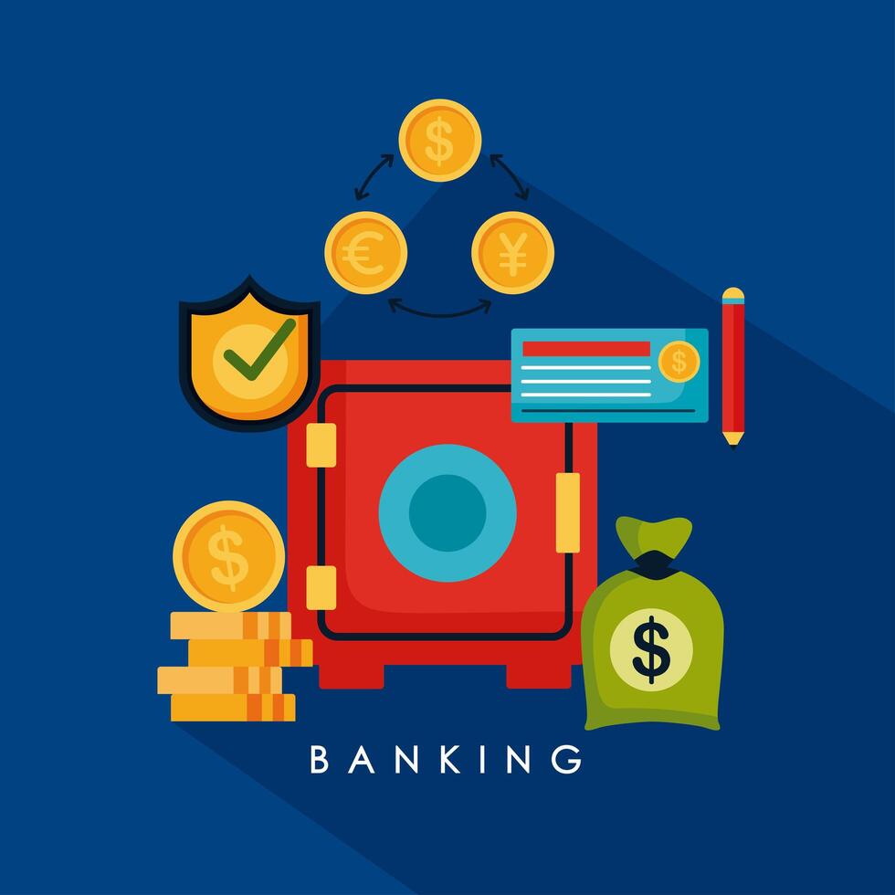 safe box and banking icons vector