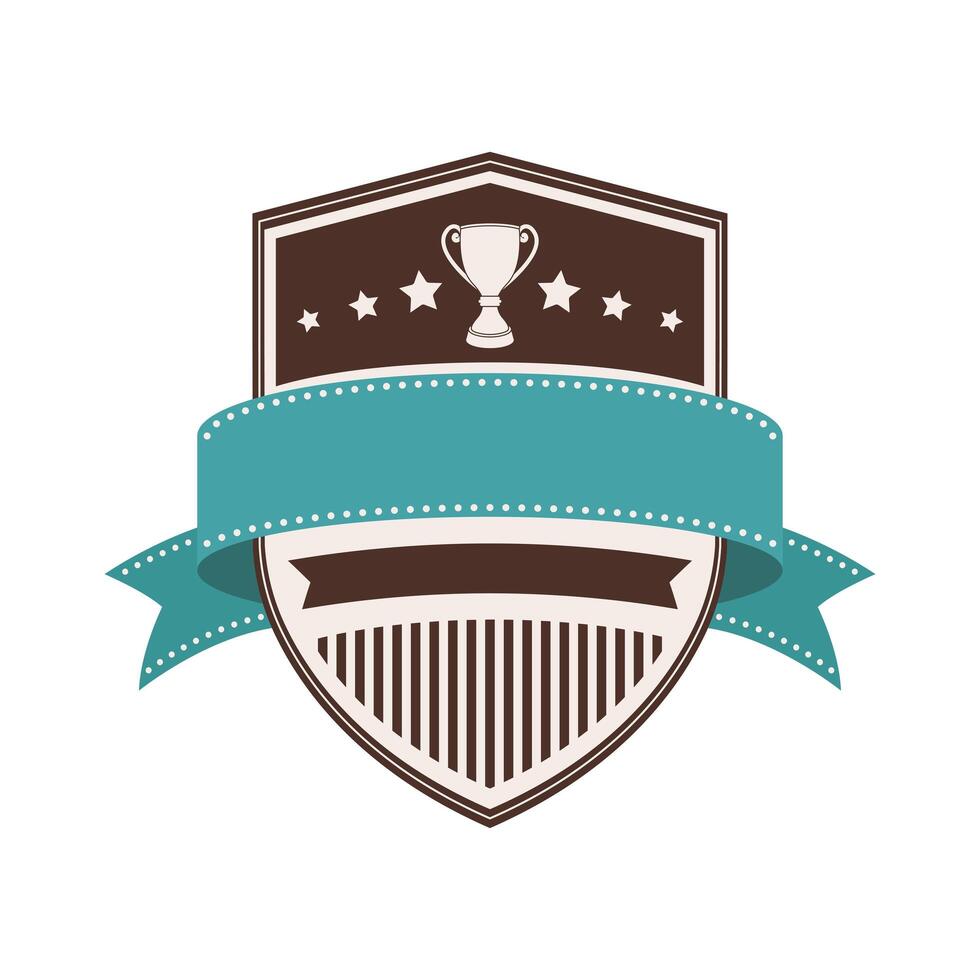 shield with trophy cup vector