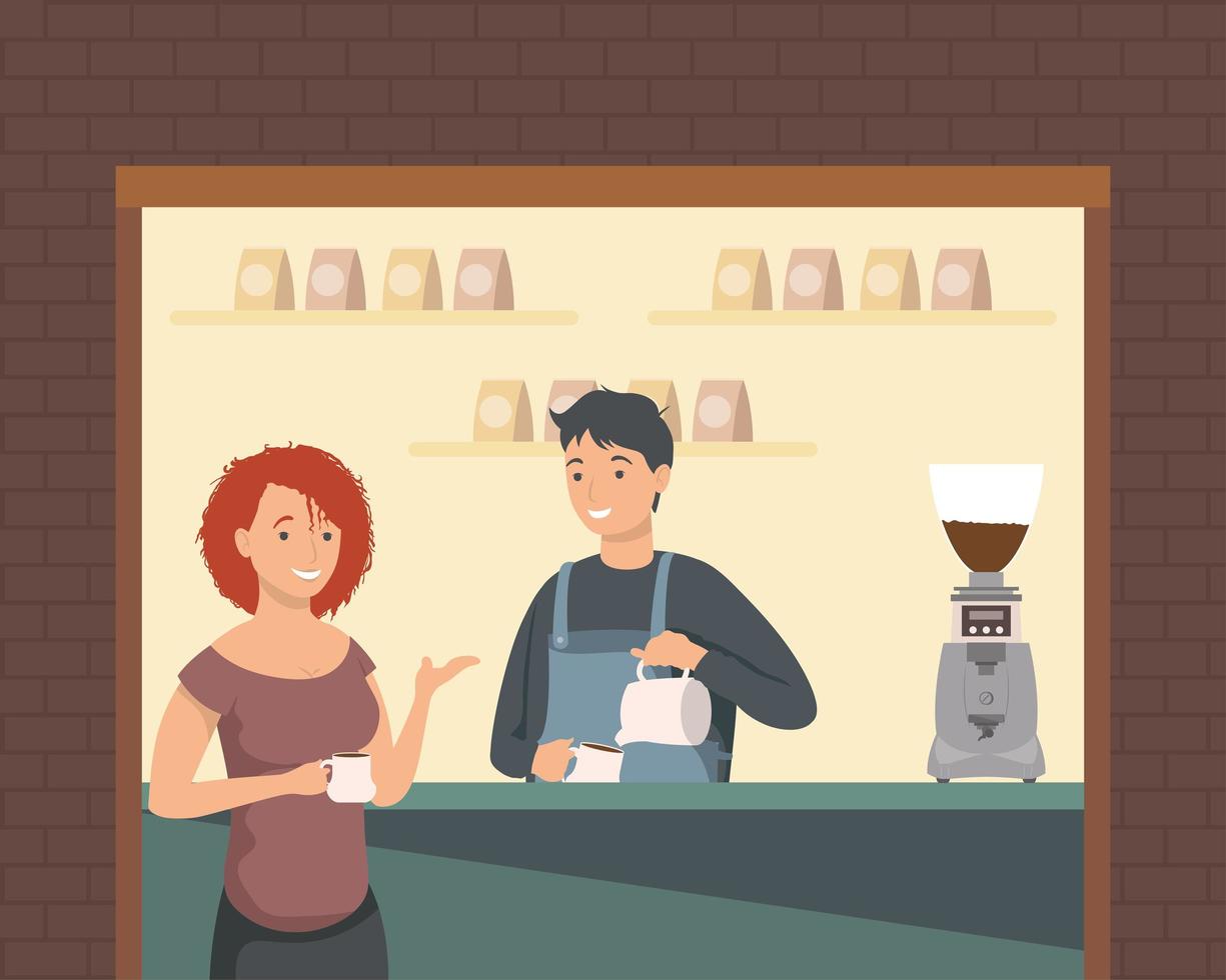 woman in coffee shop vector