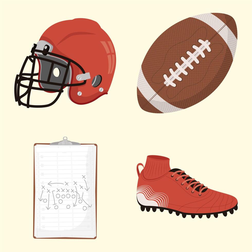 american football four icons vector