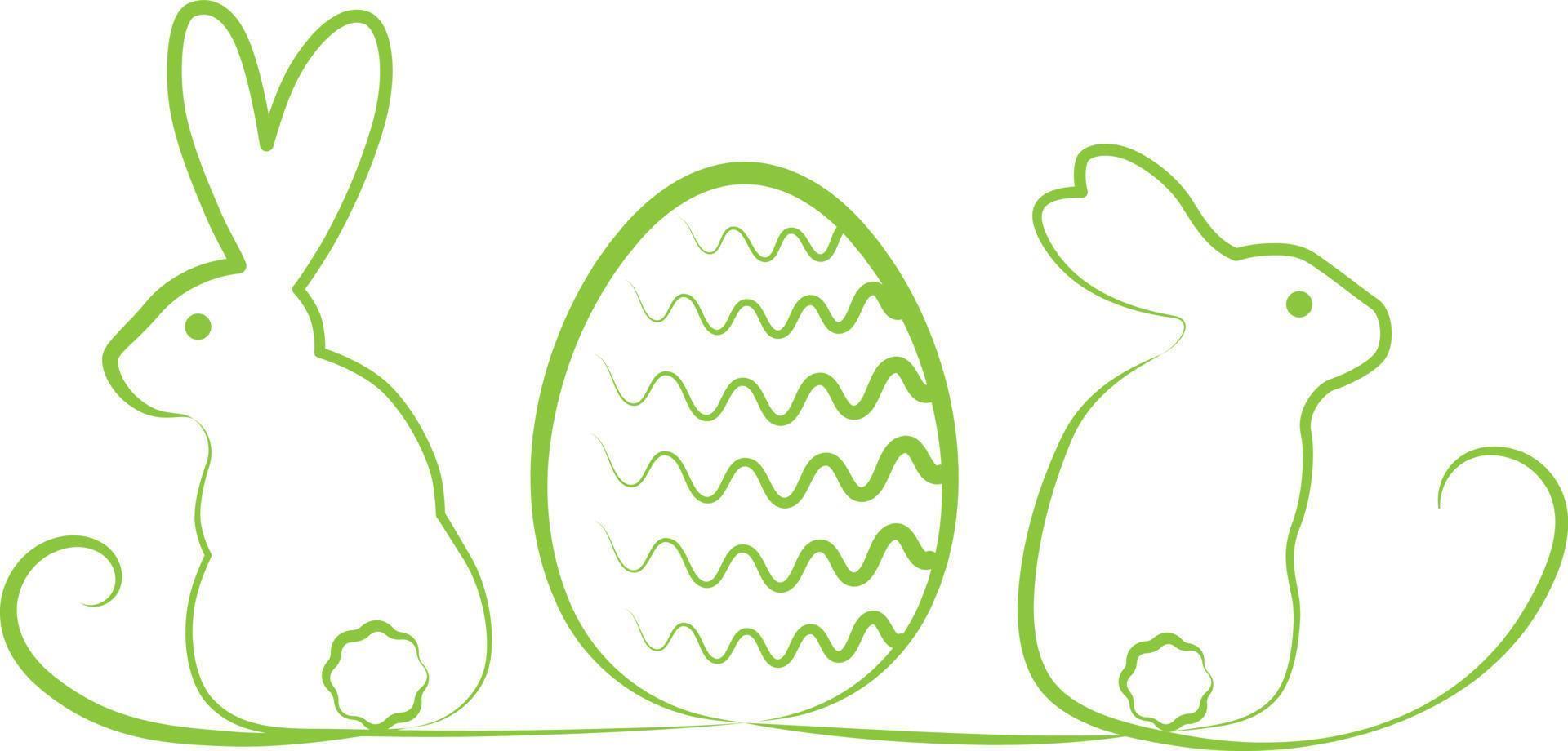 Easter rabbits and egg. vector