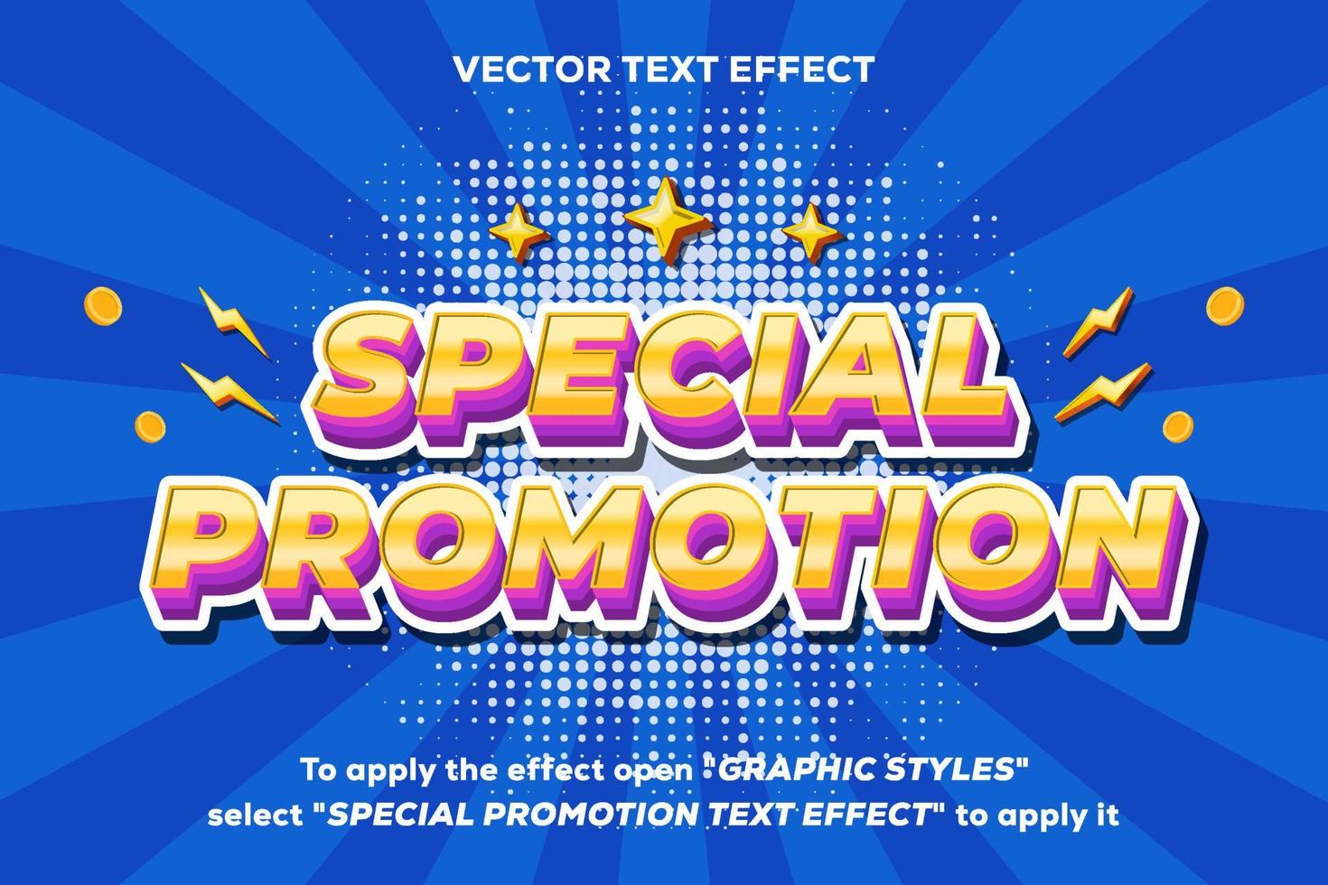 efecto de texto de promoción especial totalmente editable vector