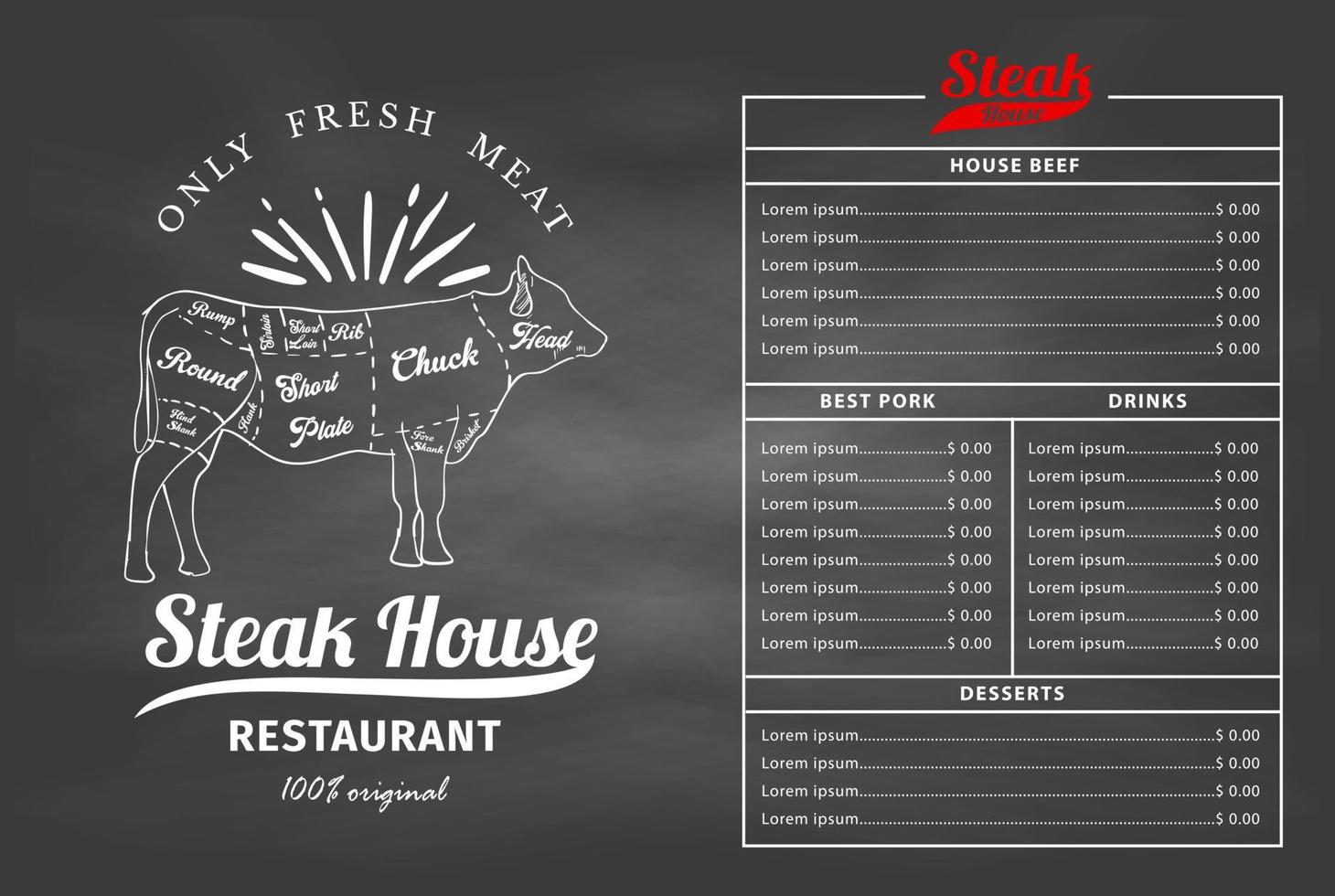 Chalkboard restaurant menu. Vector. vector