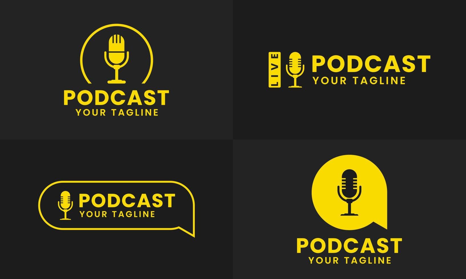 Professional Podcast Logo Icon, Podcast Radio Icon Bundle. vector