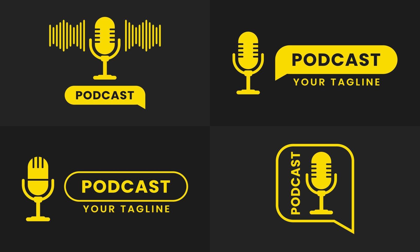 Professional Podcast Logo Icon, Podcast Radio Icon Bundle. vector