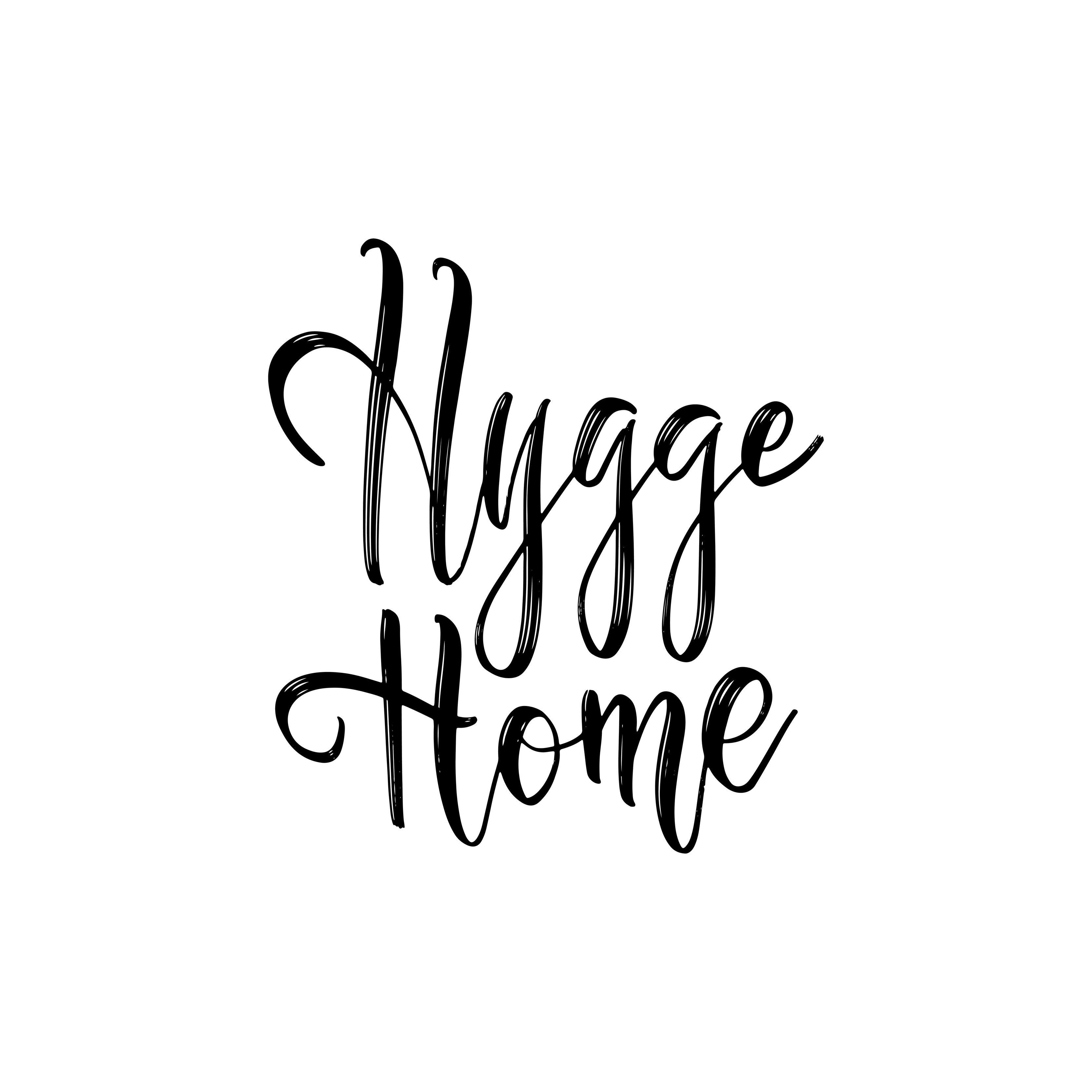 Hygge home. Inspirational quote for social media and cards. Danish word
