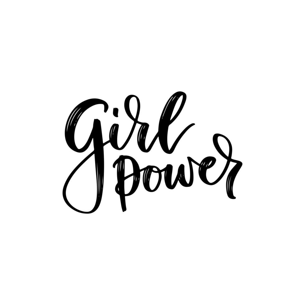 Girl Power ink pen vector lettering. Hand drawn Feminism slogan. Woman motivational slogan. Vector calligraphic illustration of feminist movement. Modern design for t shirt