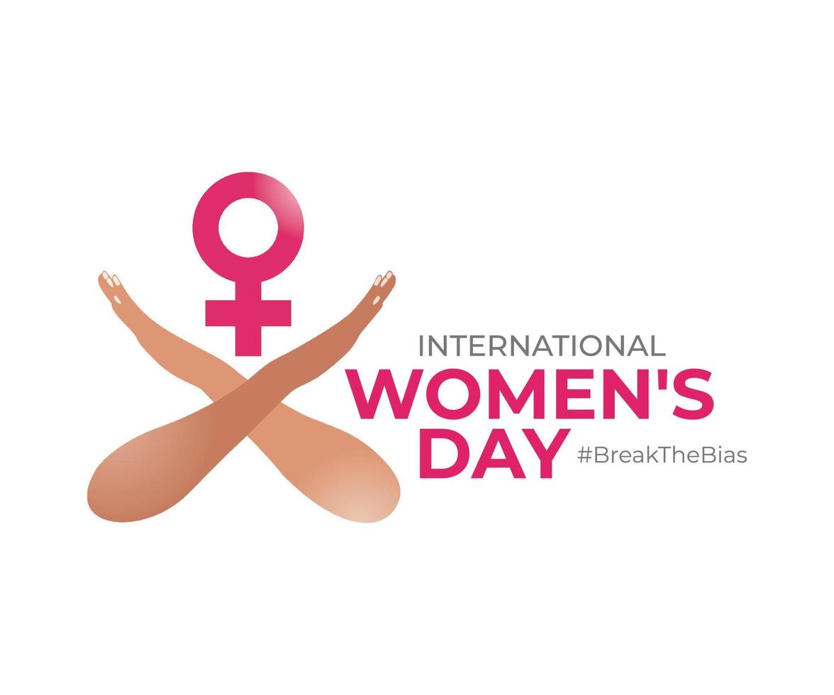 International women's day concept. Woman sign illustration background. 2022 International women's day campaign theme- BreakTheBias vector
