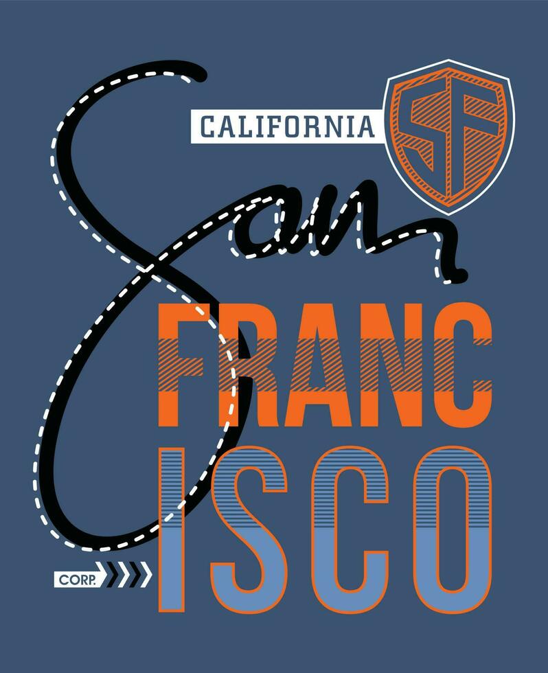 San francisco element of men fashion and modern city in typography graphic design.Vector illustration. vector