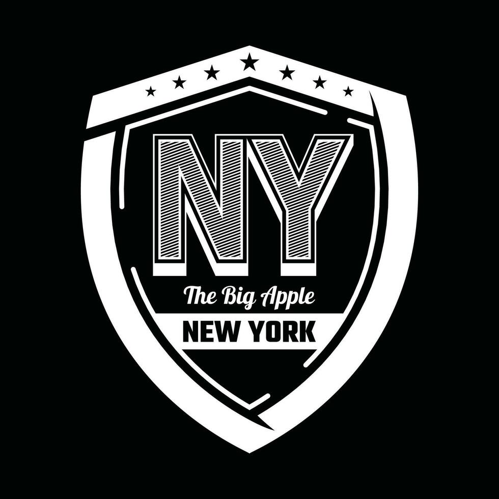 ny elemento de nueva york de la moda masculina y la ciudad moderna del escudo en diseño gráfico tipográfico. ilustración vectorial. vector