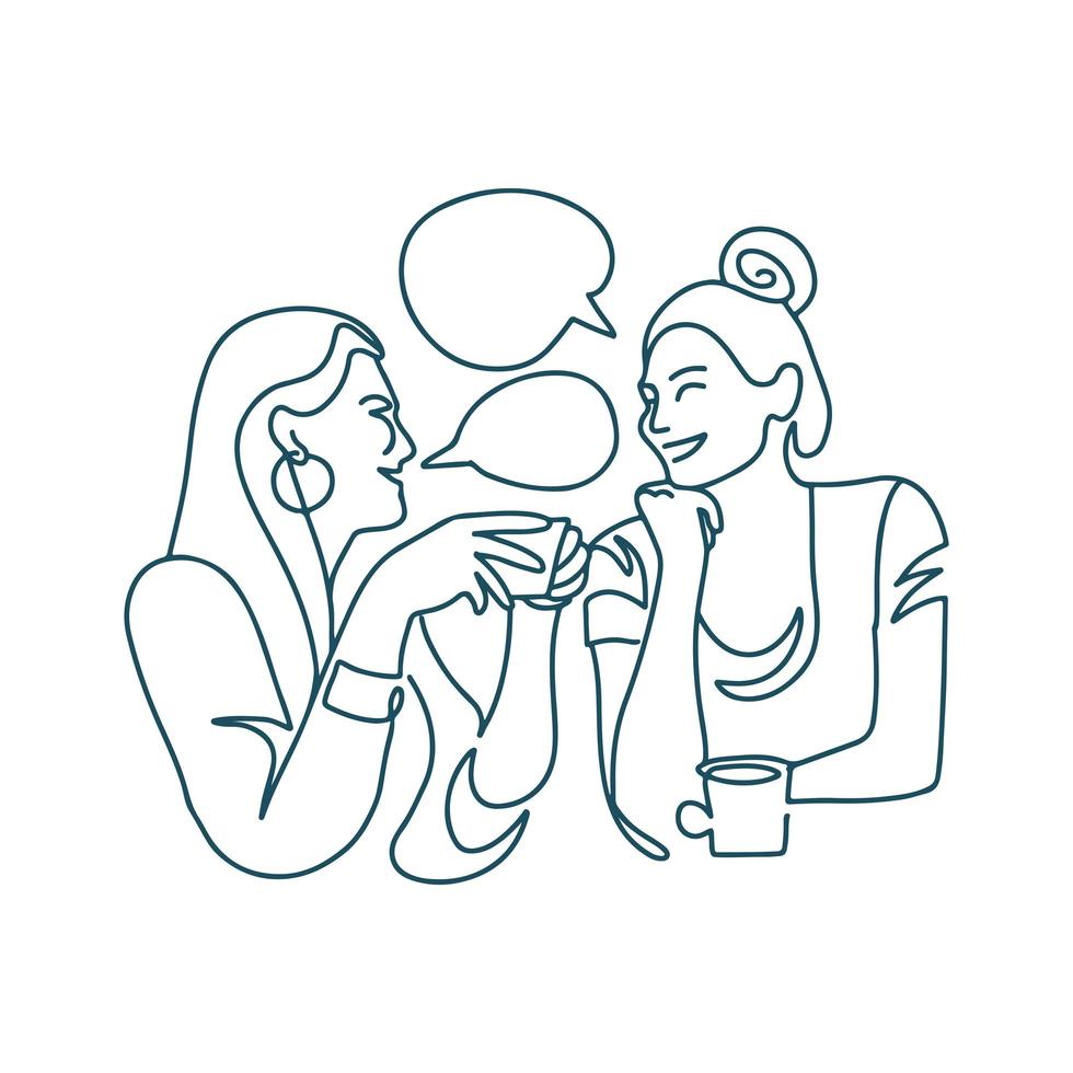 dibujo continuo de dos mujeres tomando café en un restaurante. dos chicas felices charlando, riendo y hablando. dos damas teniendo una conversación. ilustración vectorial de una línea. 6040919 Vector en Vecteezy dibujo continuo de dos mujeres tomando café en un restaurante. dos chicas felices charlando, riendo y hablando. dos damas teniendo una conversación. ilustración vectorial de una línea. 6040919 Vector en Vecteezy