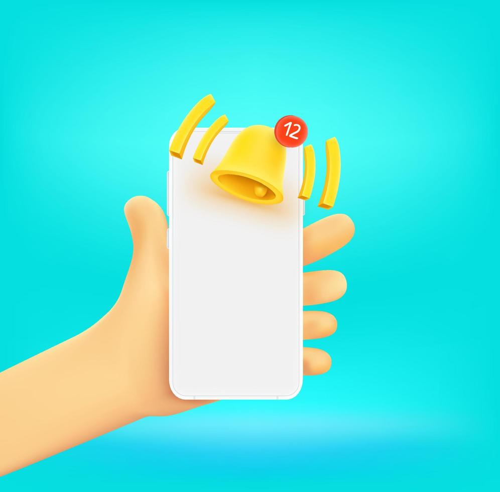 Man holding smartphone with notifications vector