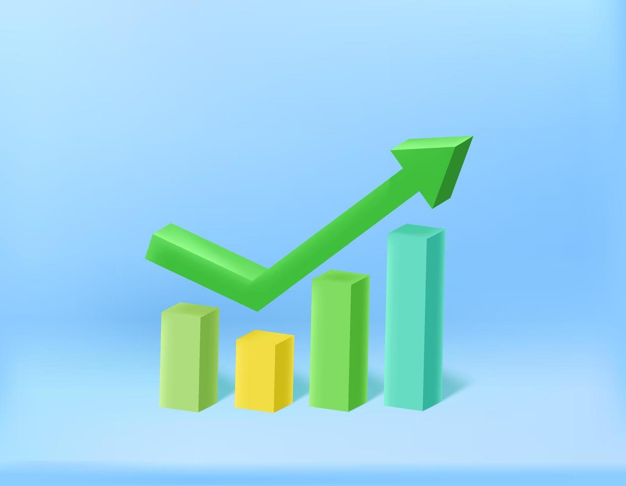 Growing business concept with up arrow. 3d vector illustration