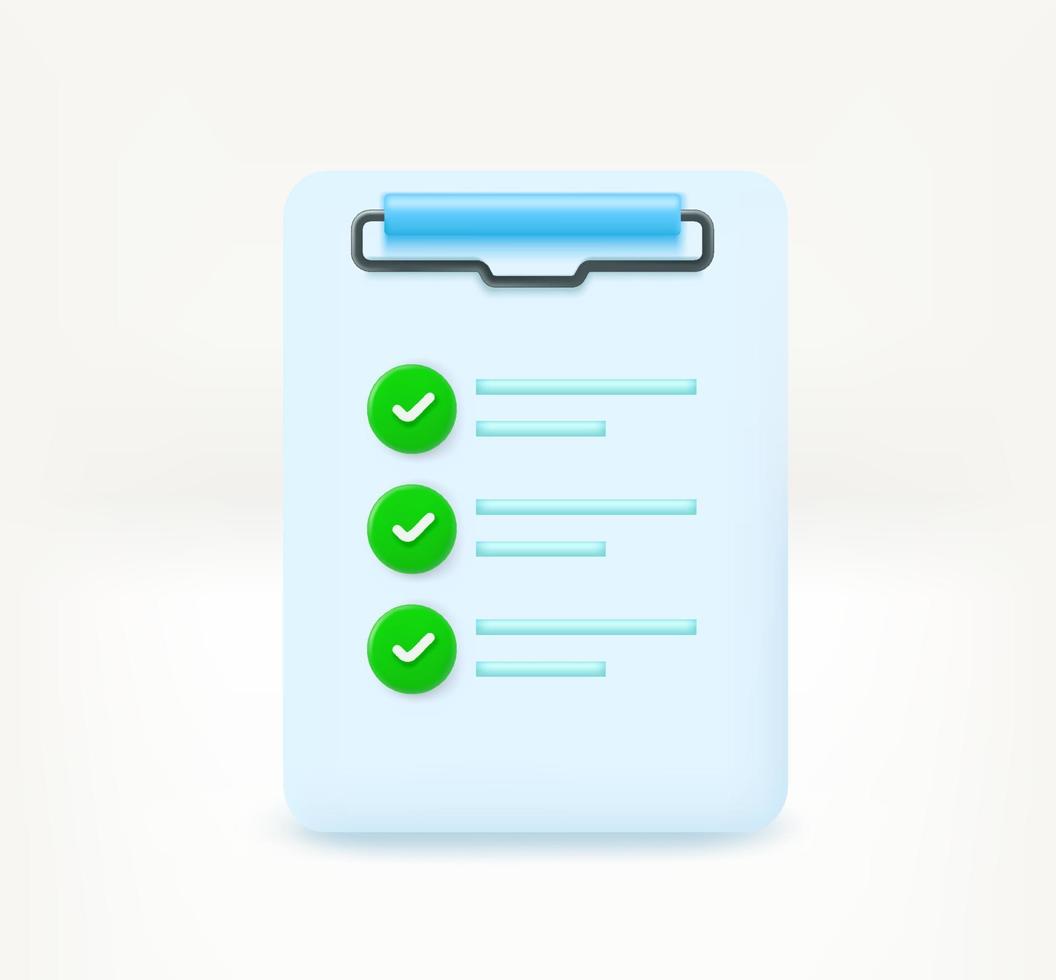 Clipboard with paper contract. New Notification concept. 3d vector icon