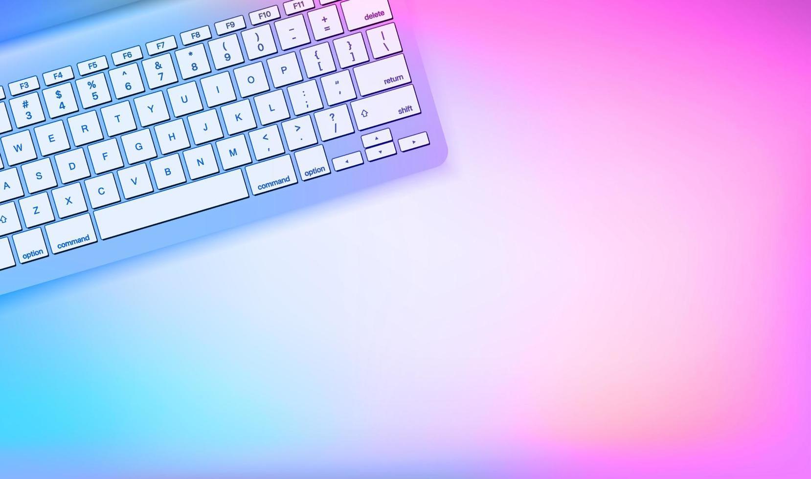 Computer keyboard. 3d vector banner with copy space