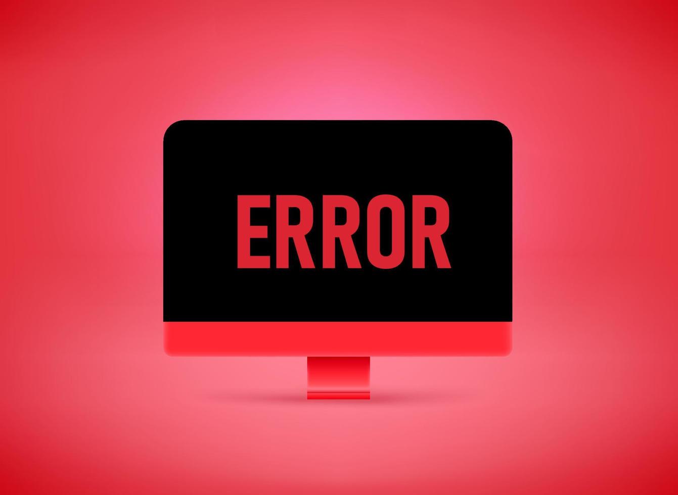 Modern computer monitor with ERROR word on a screen. Error concept. 3d vector illustration
