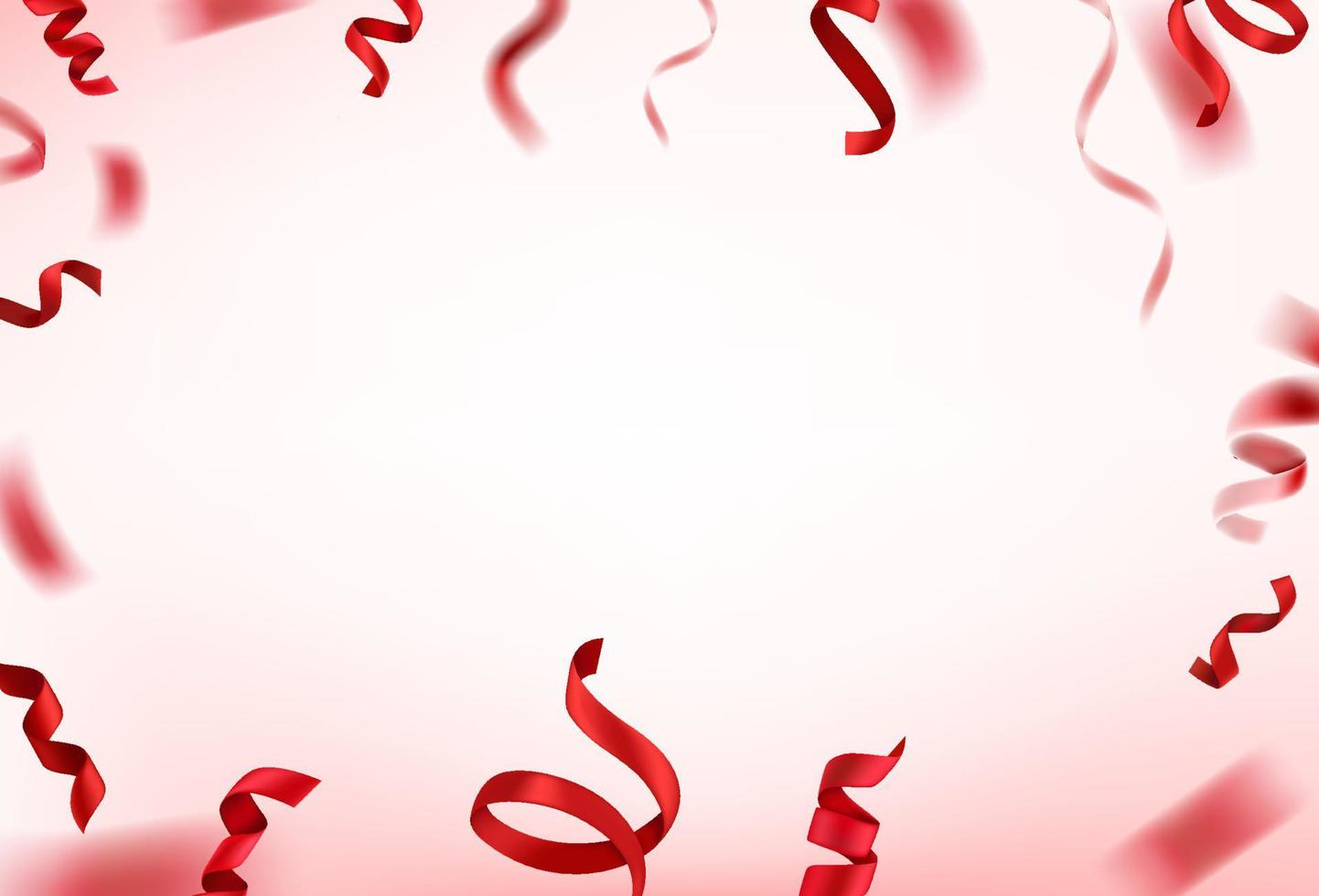 Red silk ribbons falling down. Holiday banner template vector