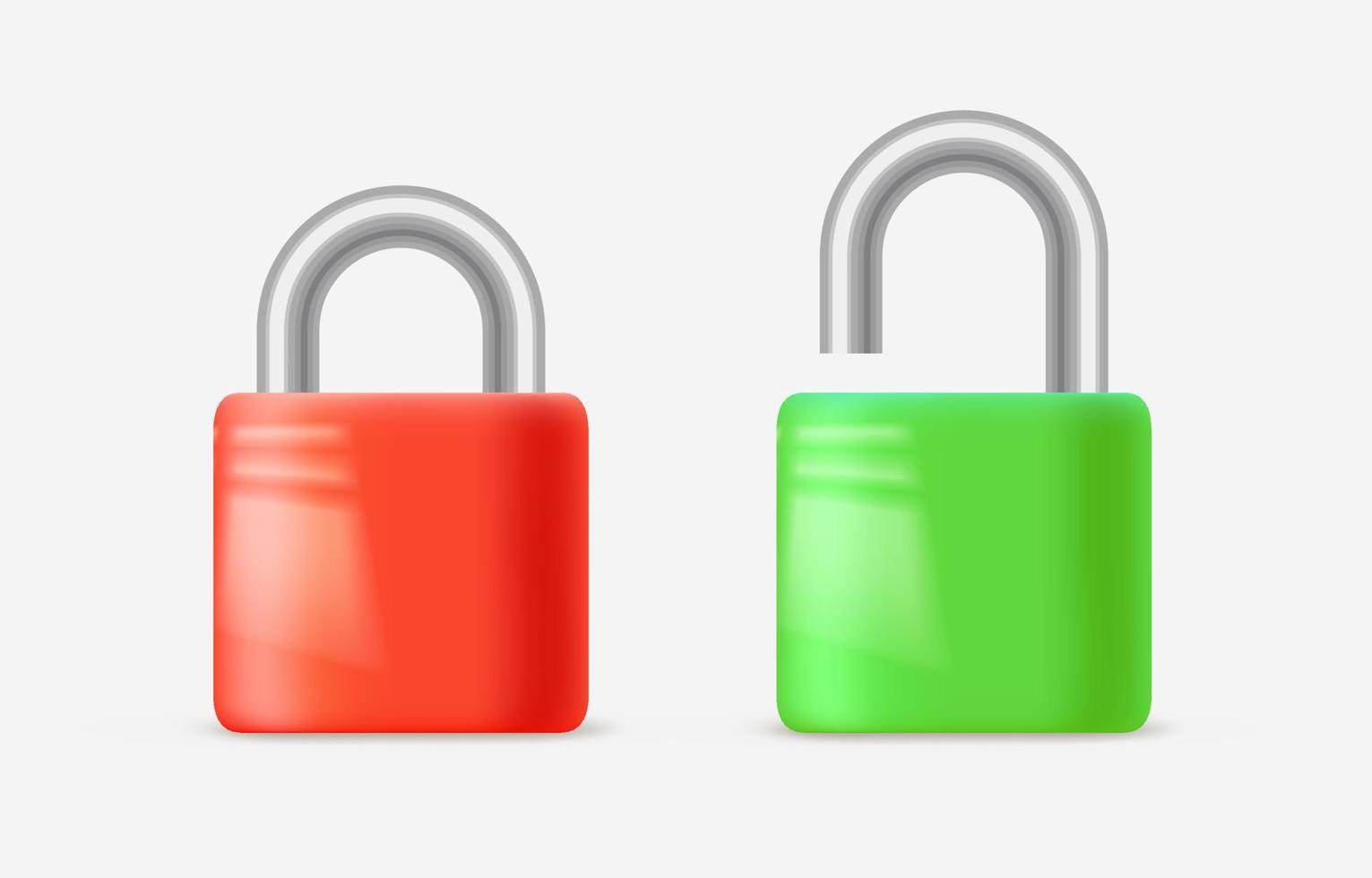 Lock and Unlock icons 3d vector set