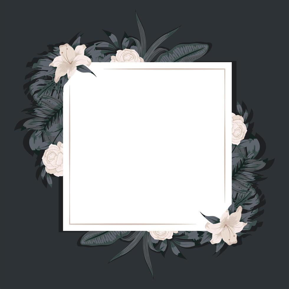 flowers and leafs frame vector