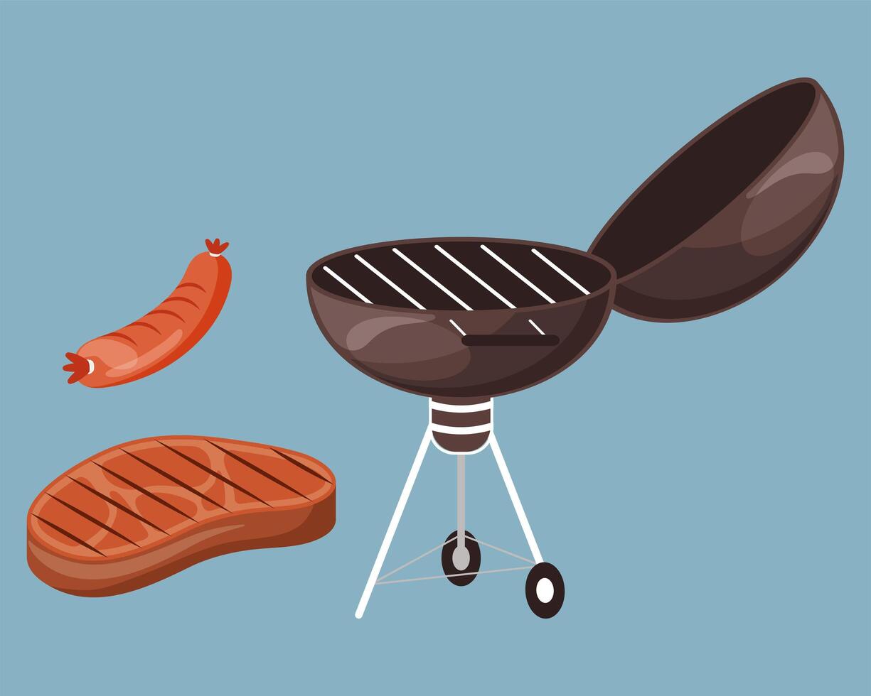 tres iconos de fiesta barbacoa vector