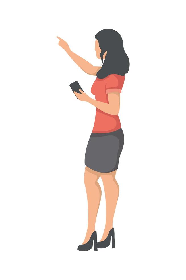 elegante mujer de negocios usando un teléfono inteligente vector